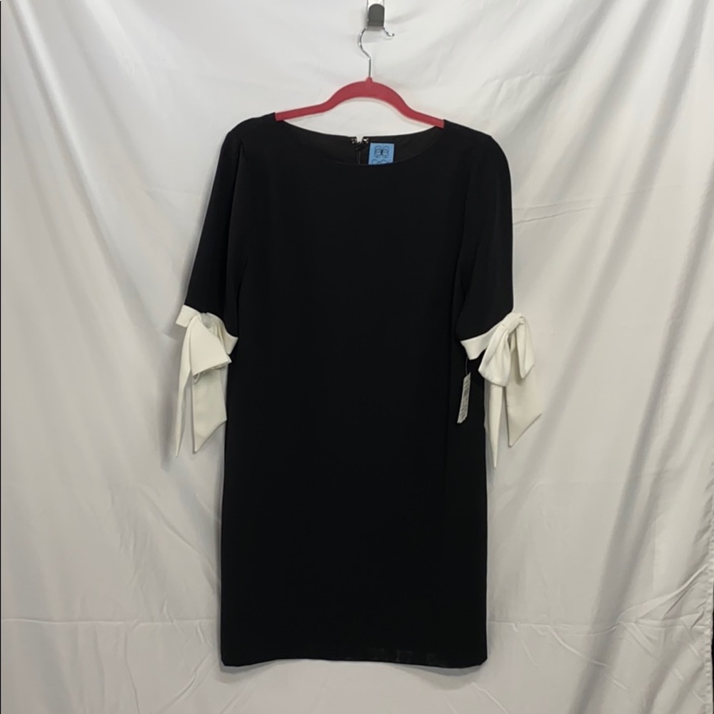 Black and white bow sleeve CeCe dress.